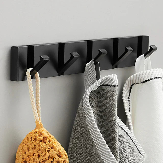Foldbar Vægkrog i Rustfrit Stål – Minimalistisk og Pladsbesparende Vægkrog Kitchen Utensil Holders & Racks Tech Butik 5 kroge Guld