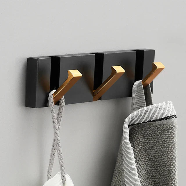 Foldbar Vægkrog i Rustfrit Stål – Minimalistisk og Pladsbesparende Vægkrog Kitchen Utensil Holders & Racks Tech Butik 3 kroge Guld