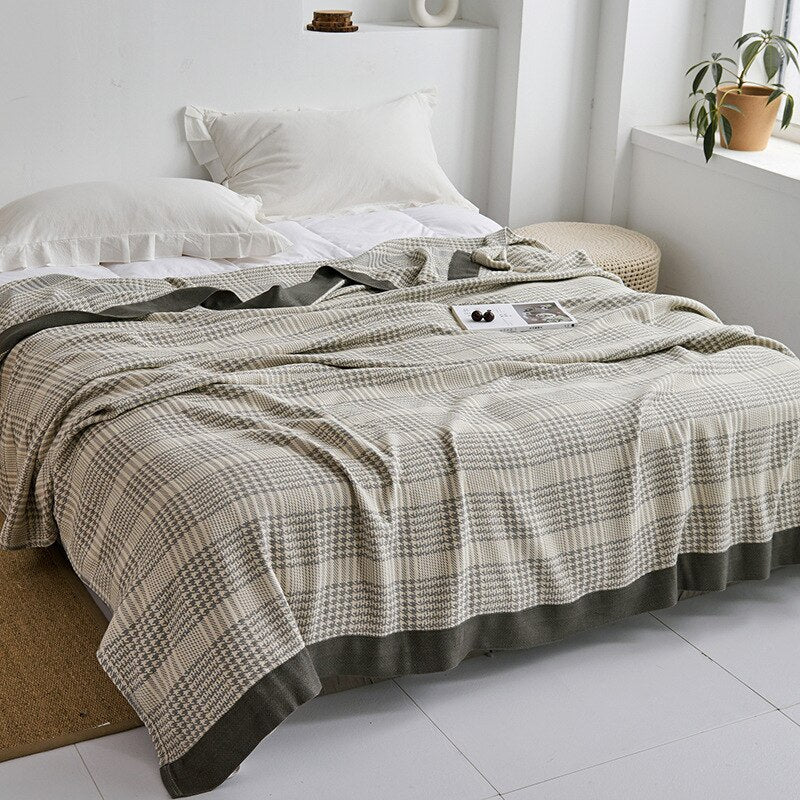 Premium Bomuldstæppe – Elegant Komfort til Enhver Bolig Tæpper Tech Butik Hundetand grå 150x200cm