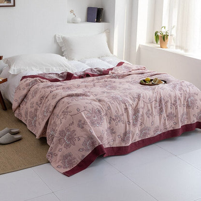 Premium Bomuldstæppe – Elegant Komfort til Enhver Bolig Tæpper Tech Butik Blumenrosa 150x200cm