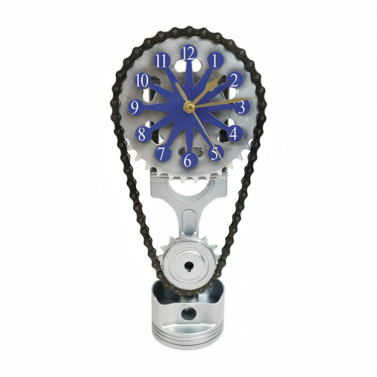 Roterende Metal Gear Ur – Industrielt Design med Bevægede Tandhjul til Stilfuld Hjemmedekoration Clock Tech Butik Blå