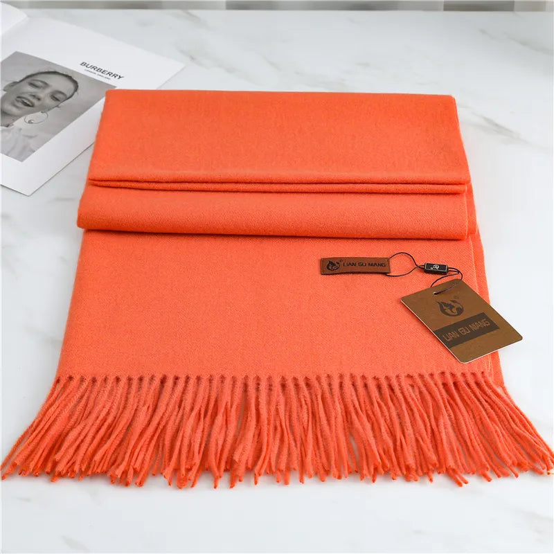 Elegant Wool Tørklæde – Stilfuldt og Behageligt Vintertilbehør Scarfs Tech Butik Orange Længde (190 cm) Bredde (68 cm)