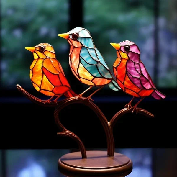 Luksus Fuglefigurer i Farvet Glas – Elegant Håndlavet Dekoration til Dit Hjem Home & Decor Tech Butik 3 Fugle (Type B)