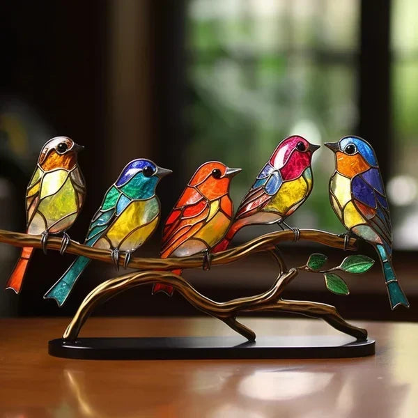 Luksus Fuglefigurer i Farvet Glas – Elegant Håndlavet Dekoration til Dit Hjem Home & Decor Tech Butik 5 Fugle