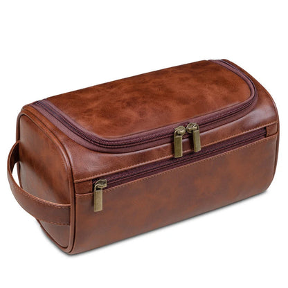 Premium Toilettaske i Læder – Elegant, Kompakt og Praktisk til Rejse og Hverdag Tech Butik Brun