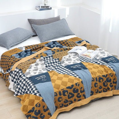 Stilfuldt Boho Tæppe – Elegant & Hyggeligt Nordisk Design Tæpper Tech Butik Guld + Blå Multi 150x200cm