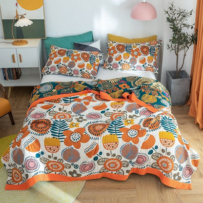 Stilfuldt Boho Tæppe – Elegant & Hyggeligt Nordisk Design Tæpper Tech Butik Orange blomster 2 150x200cm