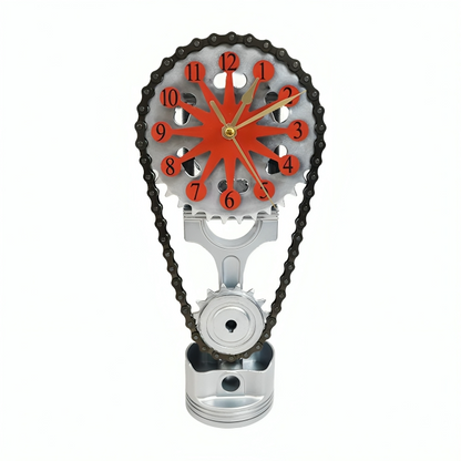 Roterende Metal Gear Ur – Industrielt Design med Bevægede Tandhjul til Stilfuld Hjemmedekoration Clock Tech Butik Orange