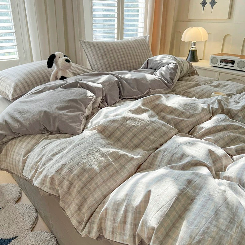 Hyggeligt Ternet Sengetøjssæt – Blødt & Stilfuldt Dynebetræk til Chic Soveværelser Bedding Set Tech Butik