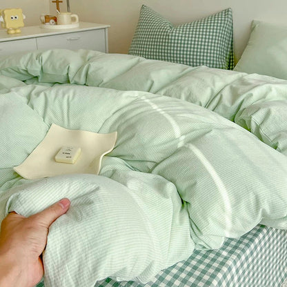 Hyggeligt Ternet Sengetøjssæt – Blødt & Stilfuldt Dynebetræk til Chic Soveværelser Bedding Set Tech Butik