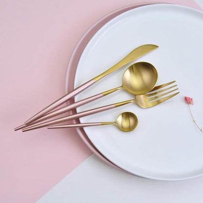 Moderne Guld Bestiksæt – Luksuriøs Glans til Nutidig Spisning Flatware Tech Butik Pink & Guld