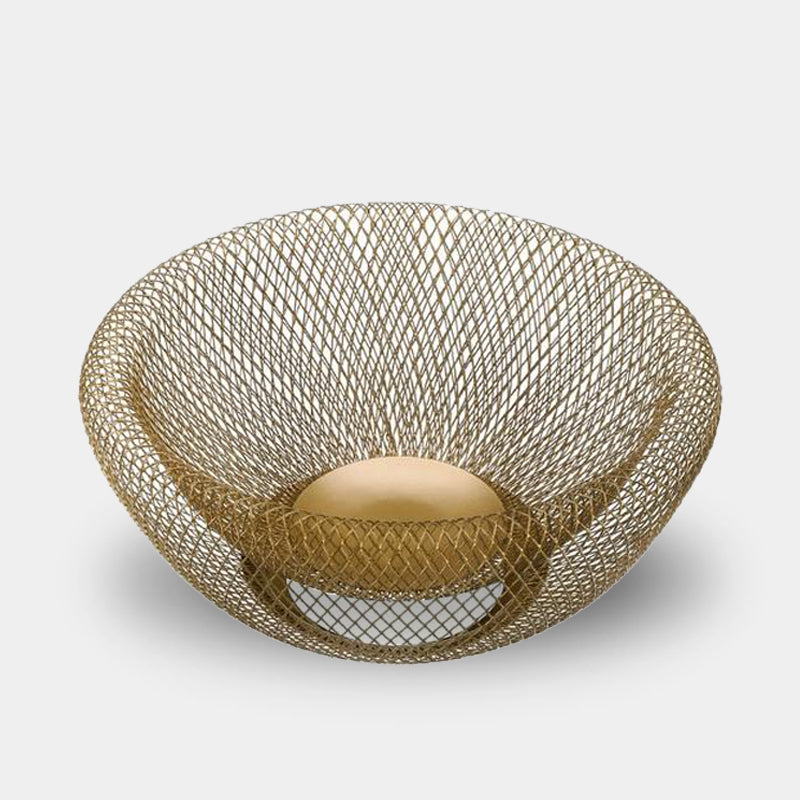 Dobbeltvægget frugtskål i metal – Dekorativ centerpiece i mesh-design Storage & Organization Tech Butik Guld