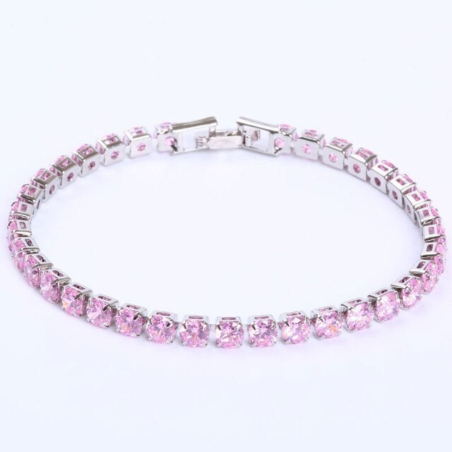Elegant Kæde Tennisarmbånd – Glitr med Moderne Elegance Jewelry Bracelet Standard Tech Butik Sølv pink 17 cm