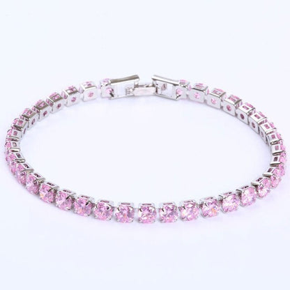 Elegant Kæde Tennisarmbånd – Glitr med Moderne Elegance Jewelry Bracelet Standard Tech Butik Sølv pink 17 cm