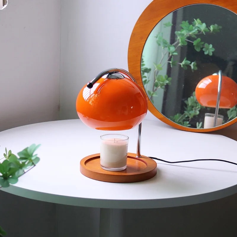 Retro Bauhaus Bordlampe – Vintage Glaslampe & Aromaterapi Lysvarmer Lamp Tech Butik Rød