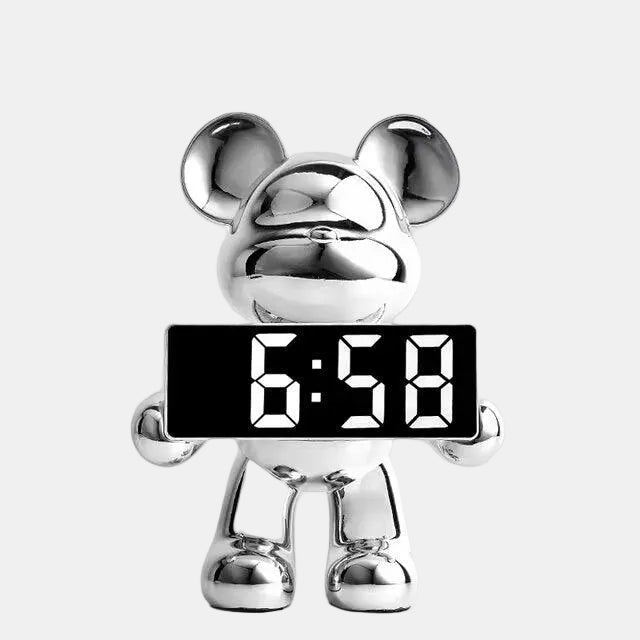 Vækkeur i Bjørneform – Digitalt, Moderne og Dekorativt Alarm Clocks Tech Butik Krom Sølv