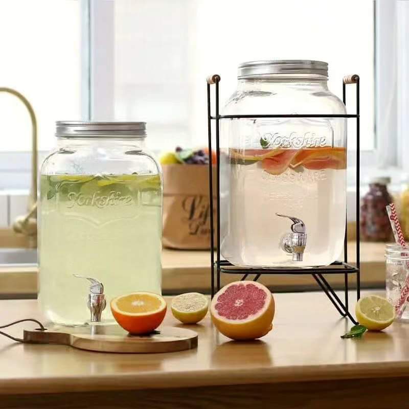 Glas Juice Dispenser med Hane & Stativ – Stilfuld Servering til Enhver Lejlighed Kitchen & Dining Tech Butik