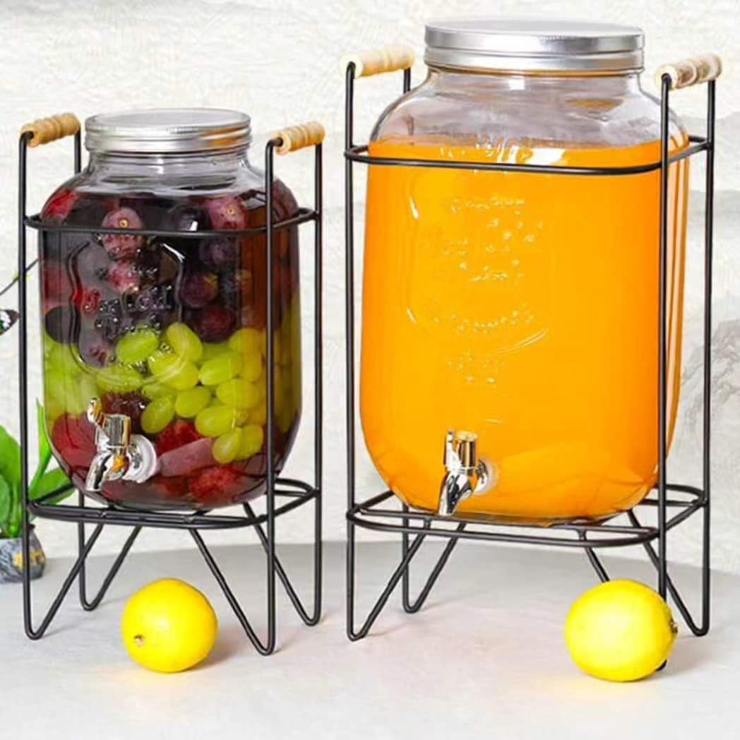 Glas Juice Dispenser med Hane & Stativ – Stilfuld Servering til Enhver Lejlighed Kitchen & Dining Tech Butik