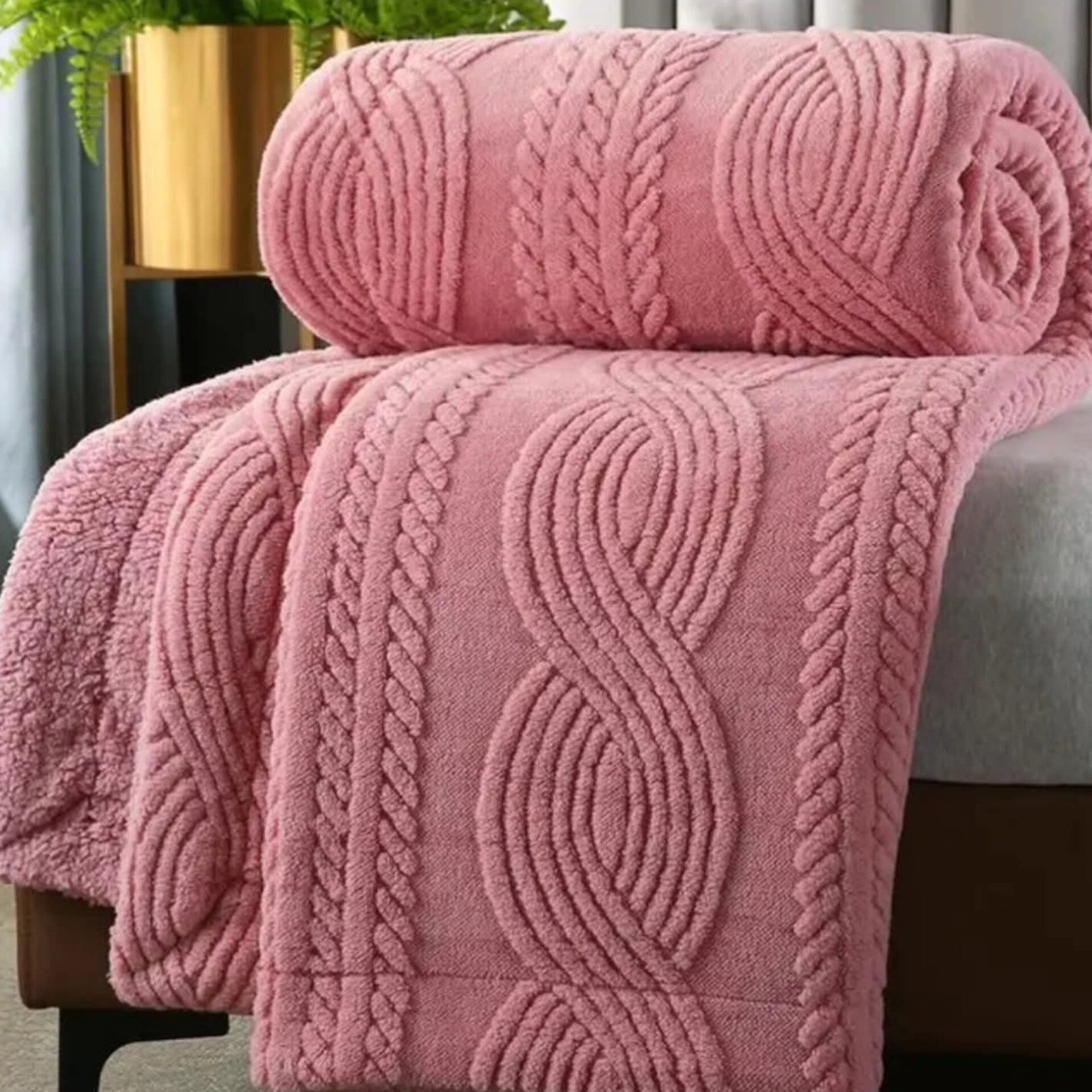 Elegant Dobbelt-sidet Lammeuldstæppe – Perfekt til Stue og Soveværelse Blankets Tech Butik