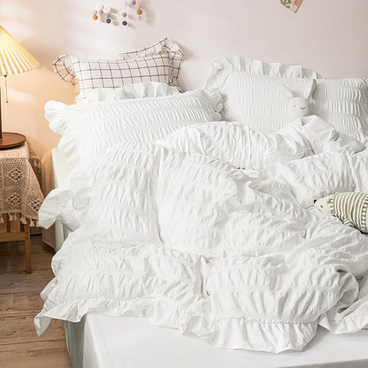 Blødt Ribbet Sengetøjssæt – Blid Fornemmelse og Moderne Minimalistisk Udseende Bed Sets Tech Butik Hvid Enkelt Fladt ark