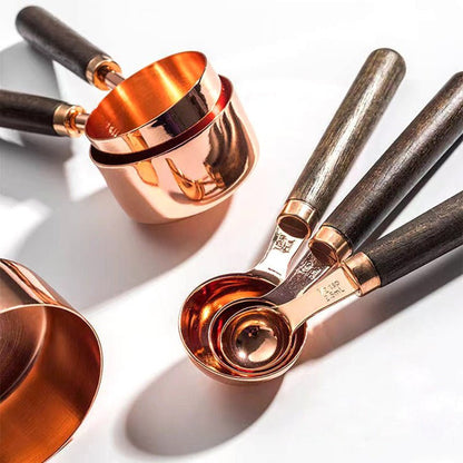 Målebæger i Rustfrit Stål & Massiv Eg – Præcist og Funktionelt Målebæger Cooking Utensils Tech Butik 8 stykker – Sølv