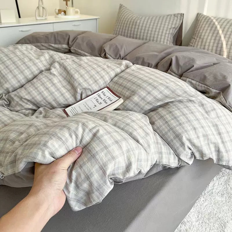 Hyggeligt Ternet Sengetøjssæt – Blødt & Stilfuldt Dynebetræk til Chic Soveværelser Bedding Set Tech Butik