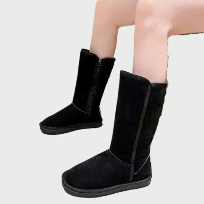 Vinterstøvler med Lammeskind – Varme, Komfortable og Stilrene **Suède Sheepskin Dameslaarzen - Sofia Tech Butik