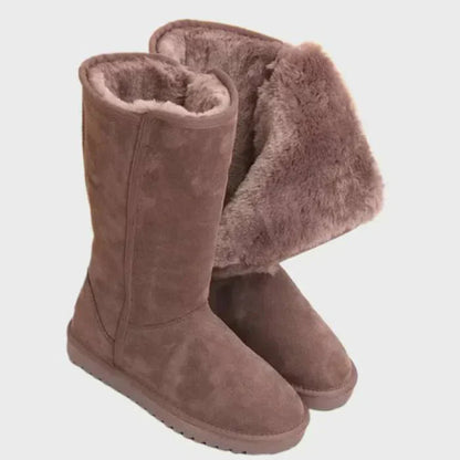 Vinterstøvler med Lammeskind – Varme, Komfortable og Stilrene **Suède Sheepskin Dameslaarzen - Sofia Tech Butik Brun 34