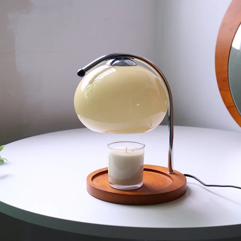 Retro Bauhaus Bordlampe – Vintage Glaslampe & Aromaterapi Lysvarmer Lamp Tech Butik Hvid